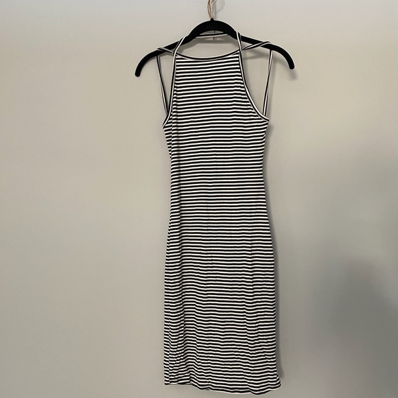 Rolls Coster B + W Striped Bodycon Midi Dress - Picture 2 of 7